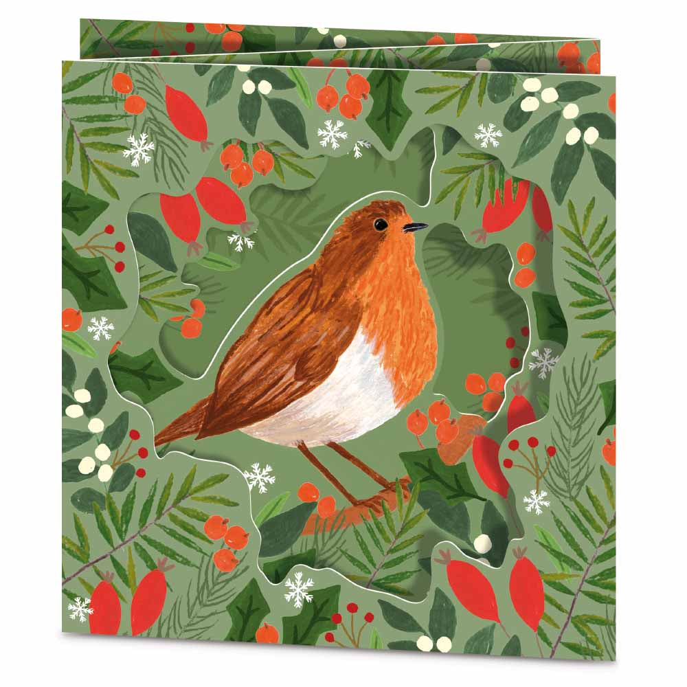 Christmas Robin Die-Cut Boxed Christmas Card