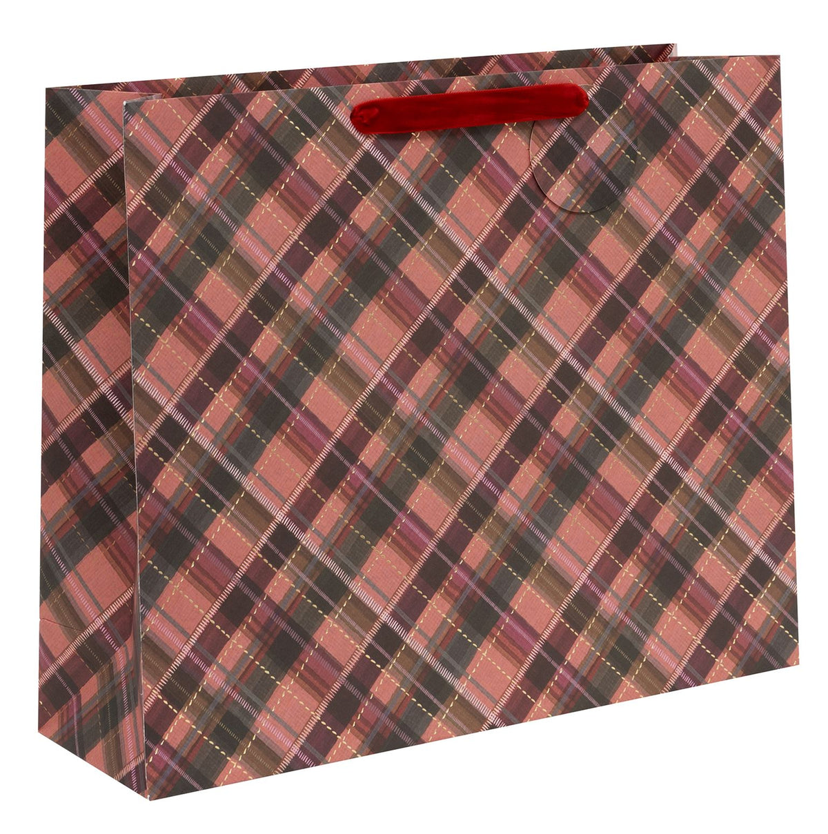 Sugarplum Tartan Extra Large Landscape Shopper Gift Bag by Stephanie Davies