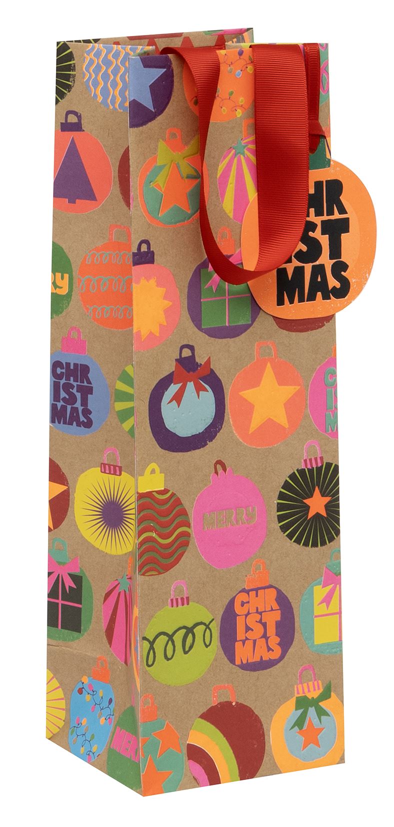 Bold Baubles Kraft Bottle Gift Bag by Paper Salad