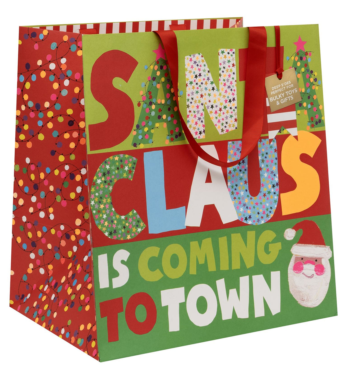 Santa Is Coming to Town Deep Shopper Gift Bag by Paper Salad