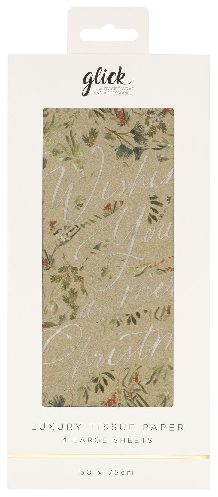 Evergreen Embrace Gold Patterned Tissue Paper (4 Sheets) by Stephanie Dyment