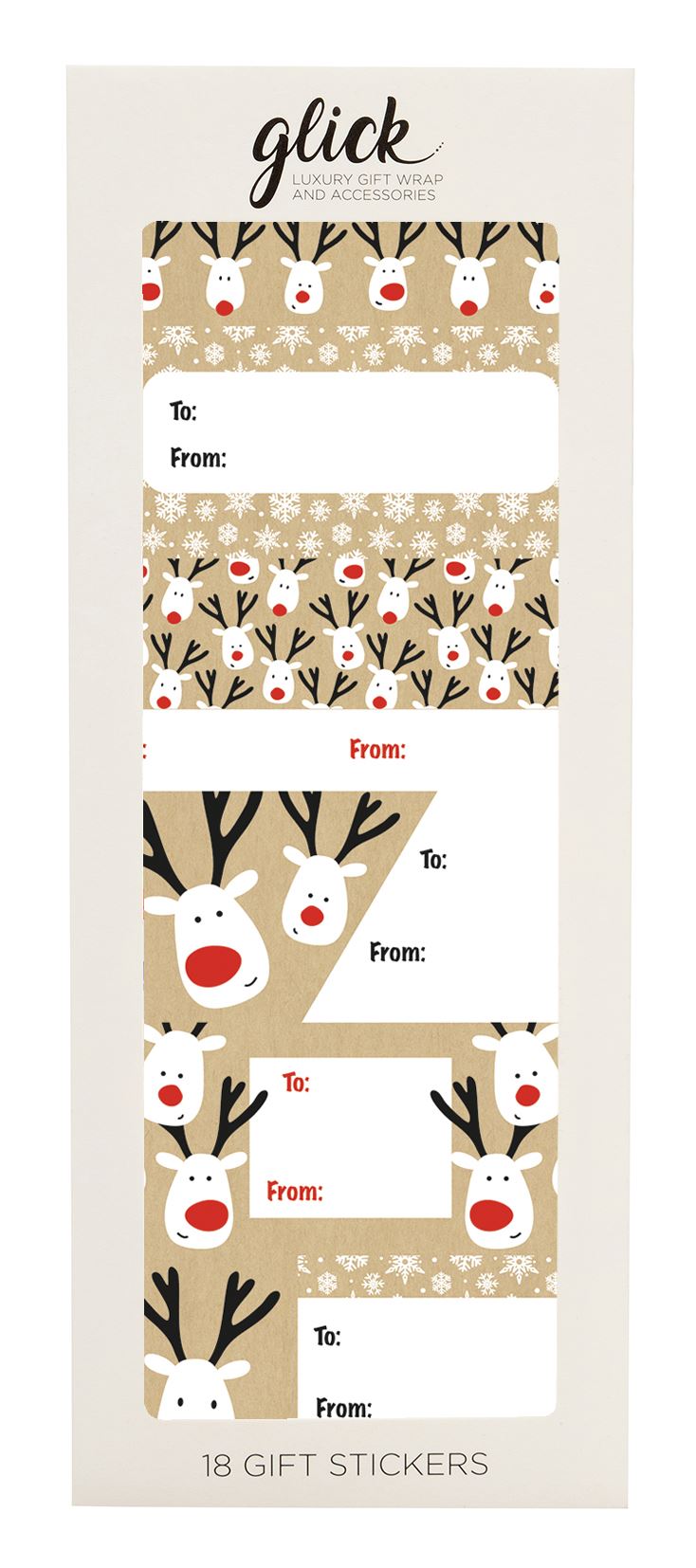 Reindeer Selfie Gift Stickers (Pack of 18)