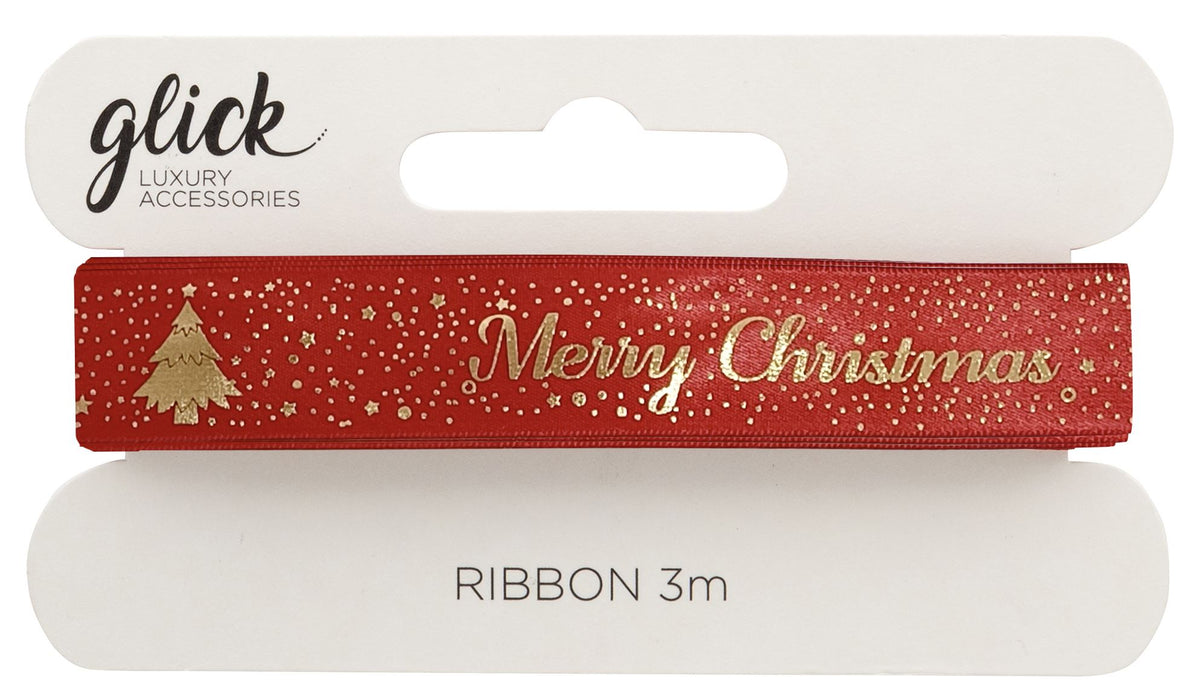 Merry Christmas Red Grosgrain Ribbon (3m)