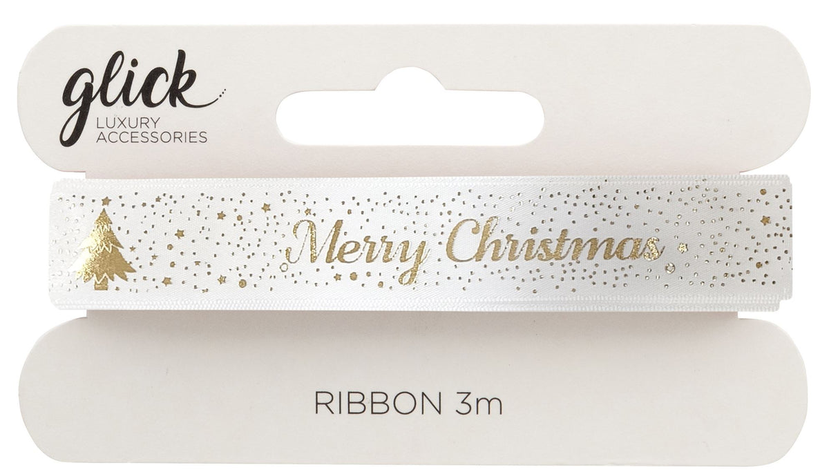 Merry Christmas Cream Grosgrain Ribbon (3m)