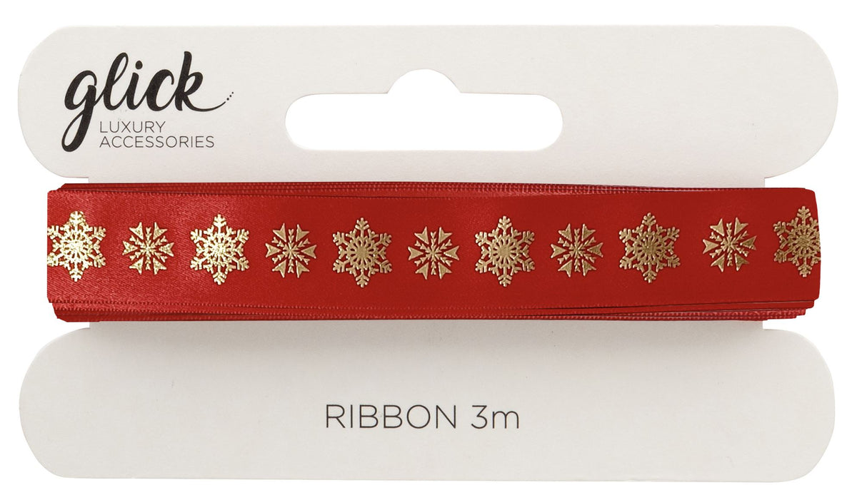 Snowflakes Red Grosgrain Ribbon (3m)