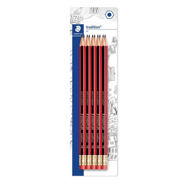 Staedtler Tradition 112 HB pencils with eraser tip, blister of 10