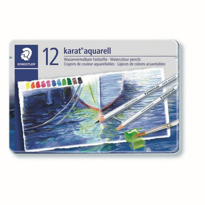 Staedtler Karat Aquarell Watercolour Pencils 125 – Tin of 12 Assorted Colours