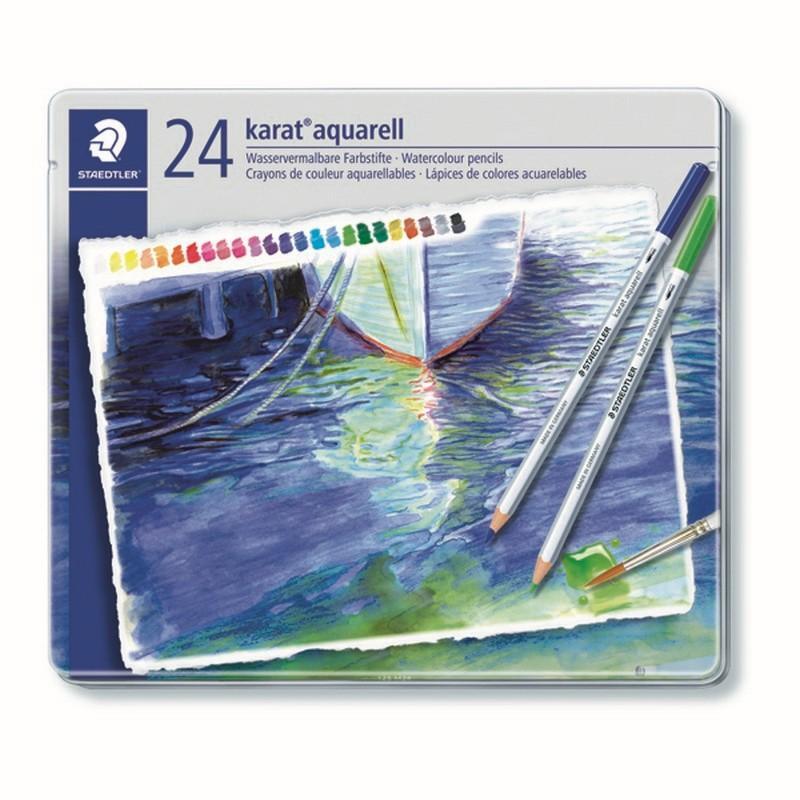 Staedtler Karat Aquarell Watercolour Pencils 125 – Tin of 24 Assorted Colours