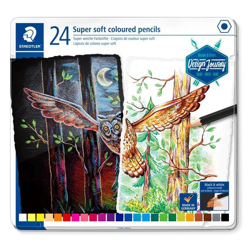 Staedtler super soft coloured pencils tin of 24