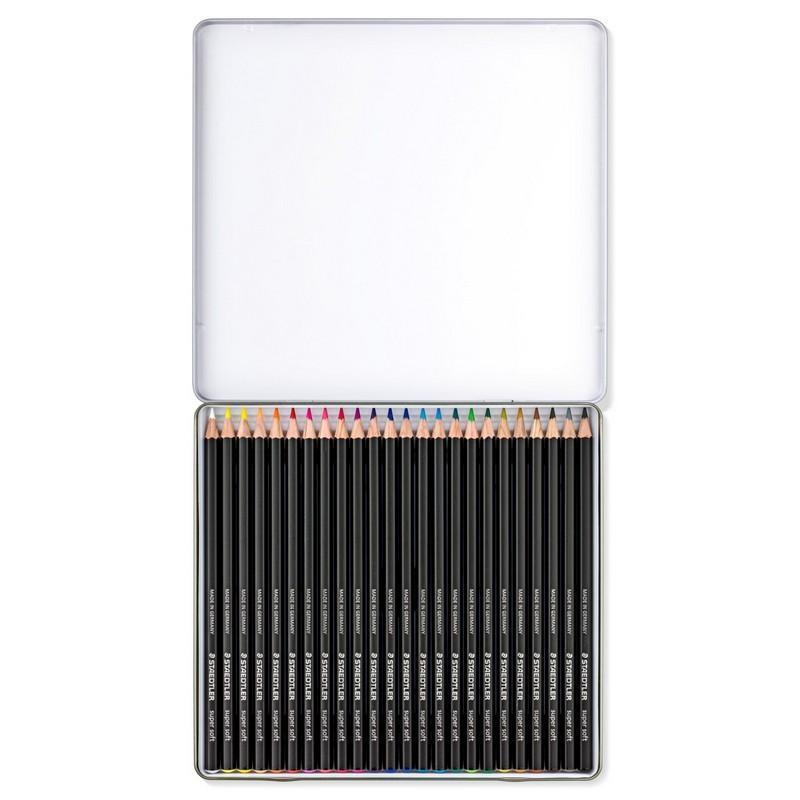 Staedtler super soft coloured pencils open tin