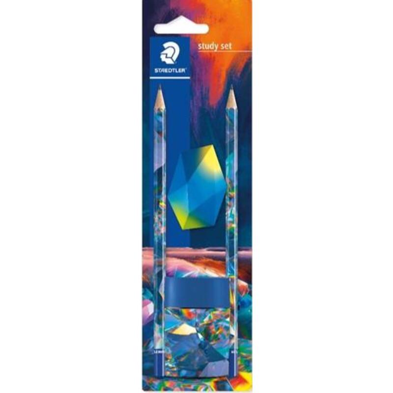 Staedtler Multiverse Pencil Set – 2 HB Pencils, Eraser and Tub Sharpener (Design 1) – image 1