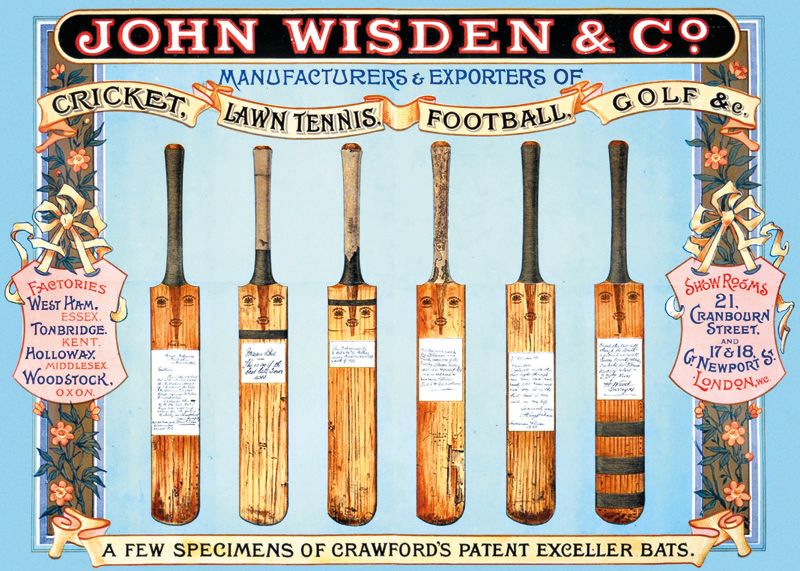John Wisden Cricket Bats Art Card