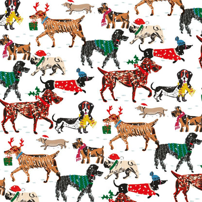 Louise Cunningham Winter Walkies Christmas Gift Wrap Sheet