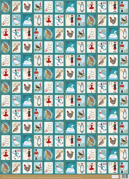 Deva Evans Twelve Days of Christmas Gift Wrap Sheet