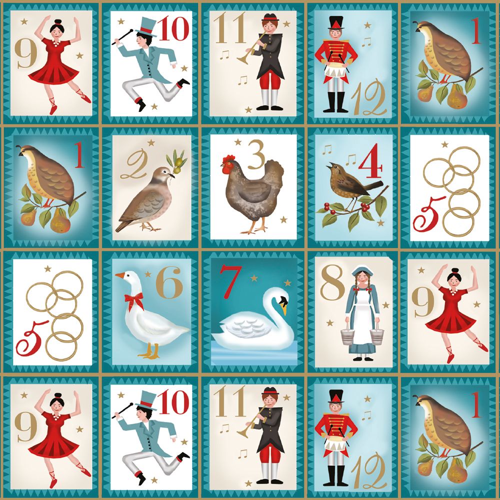 Deva Evans Twelve Days of Christmas Gift Wrap Sheet
