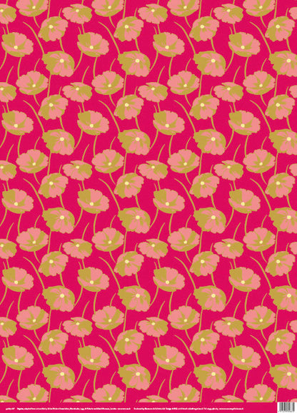L.P. Butterfield Poppies Gift Wrap Sheet