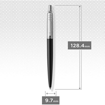 Jotter Ballpoint Pen | Bond Street Black with Chrome Trim | Medium Point Blue Ink | Gift Box