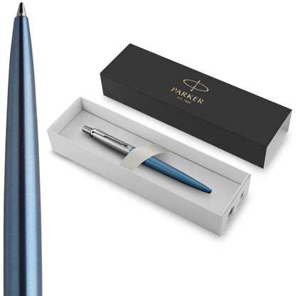 Parker Jotter Ballpoint Pen | Waterloo Blue | Medium Point Blue Ink | Gift Box