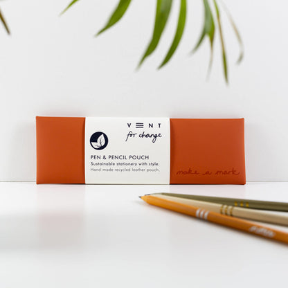 VENT Make a Mark Recycled Leather Pen & Pencil Pouch – Orange