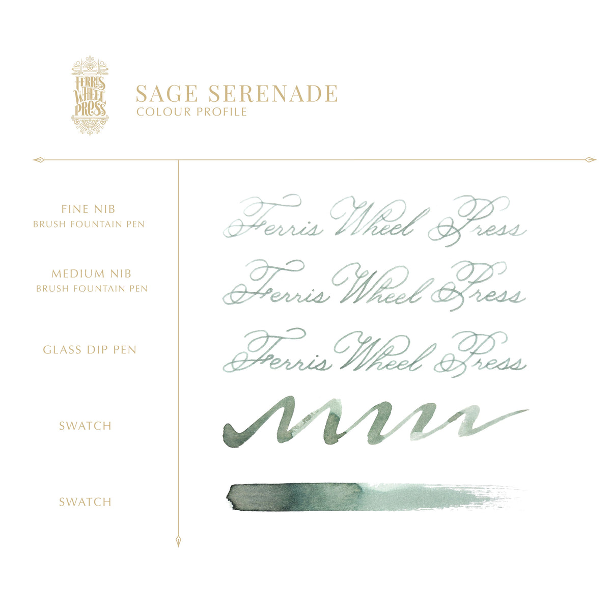 Ferris Wheel Press Fountain Pen Ink – Sage Serenade, 10ml
