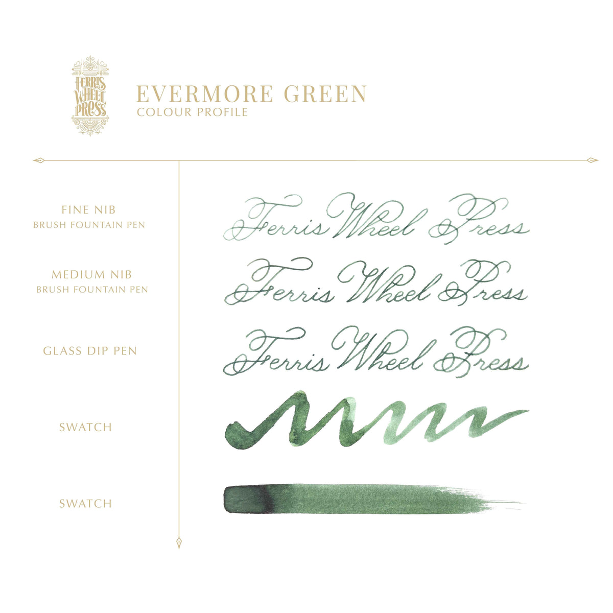 Ferris Wheel Press Fountain Pen Ink – Evermore Green, 38ml