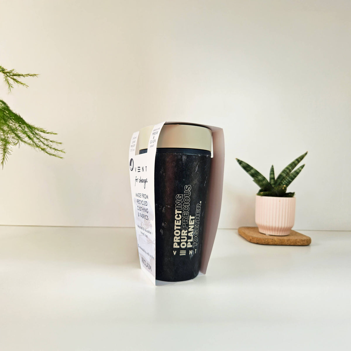 VENT RECLAIM Reusable Travel Cup – Made from Recycled Fabric