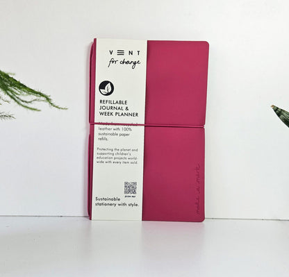 VENT Make a Mark Refillable Recycled Leather Planner – Raspberry Pink