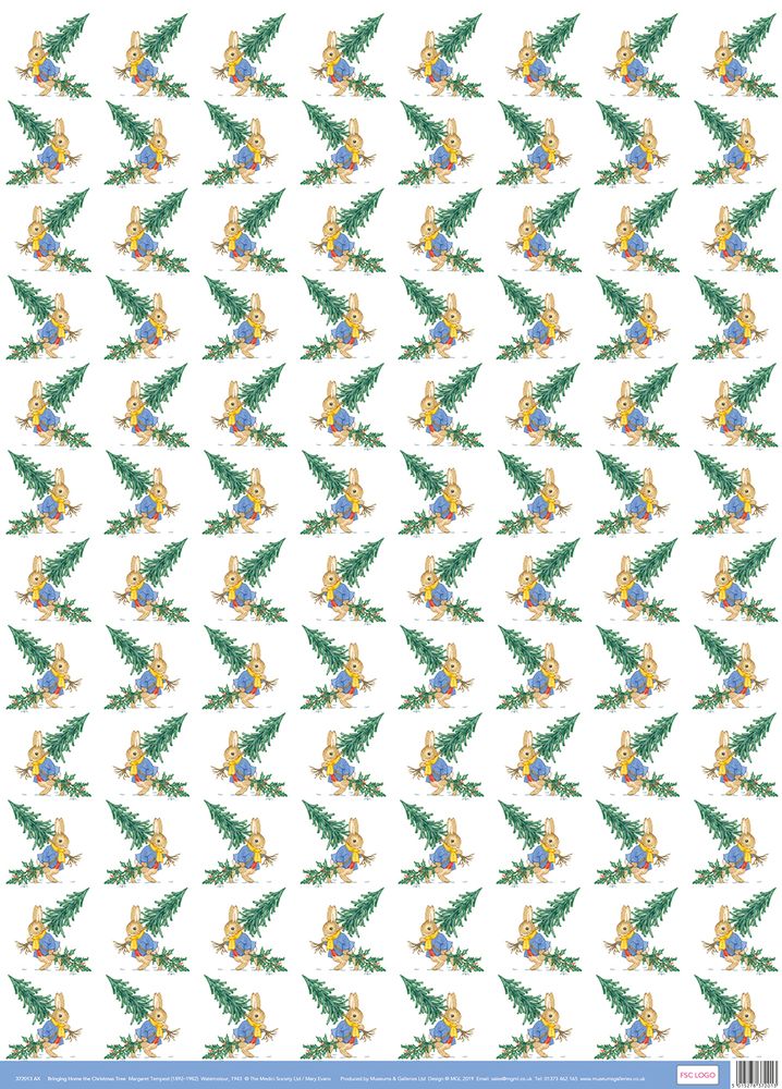 Margaret Tempest Bringing Home the Christmas Tree Gift Wrap Sheet