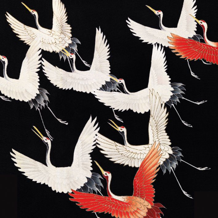 Silk Furisode Myriad of Flying Cranes Art Card