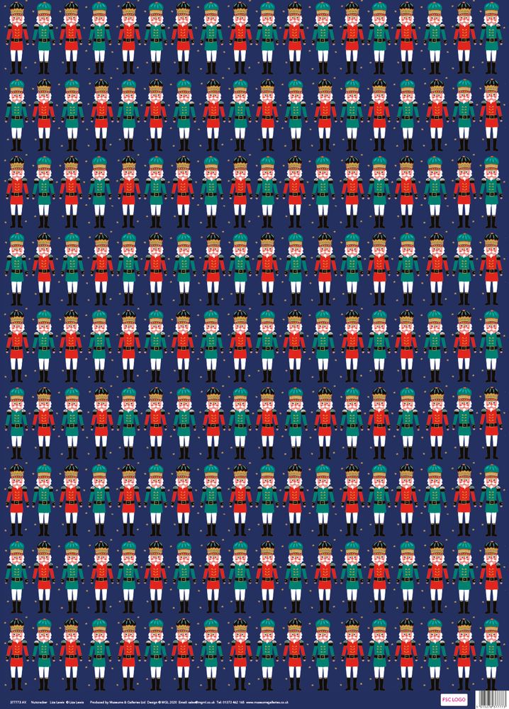 Liza Lewis Nutcracker Christmas Gift Wrap Sheet