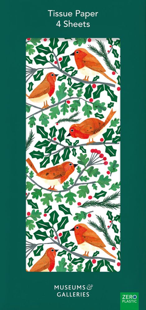 Tracey English Robins and Holly Tissue Paper