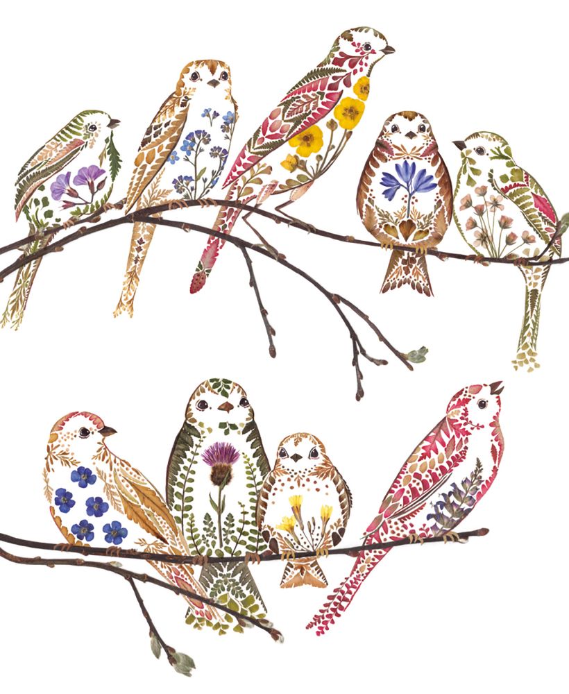 Helen Ahpornsiri Wildflower Sparrows Art Card