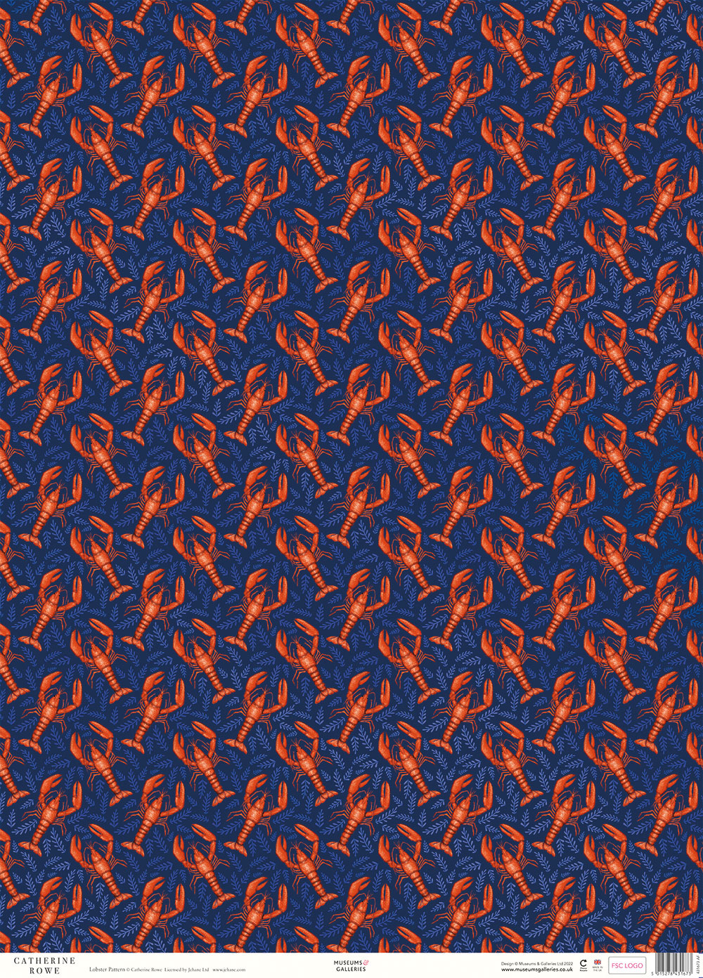 Catherine Rowe Lobster Pattern Gift Wrap Sheet