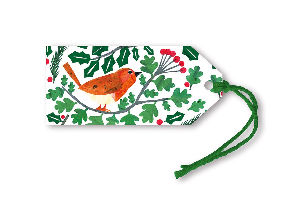 Tracey English Robin and Holly Gift Tags