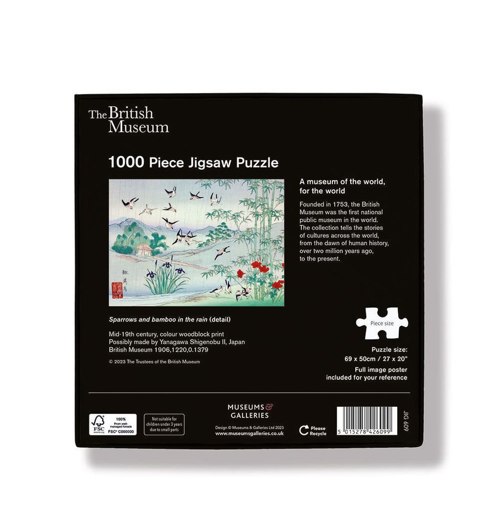 Yanagawa Shigenobu II Sparrows and Bamboo in the Rain Jigsaw Puzzle