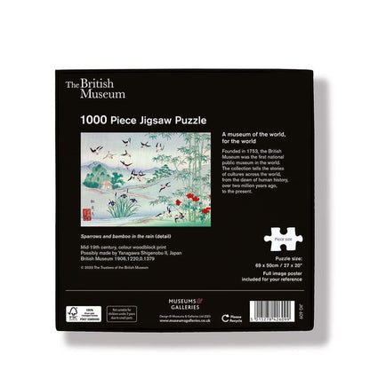 Yanagawa Shigenobu II Sparrows and Bamboo in the Rain Jigsaw Puzzle