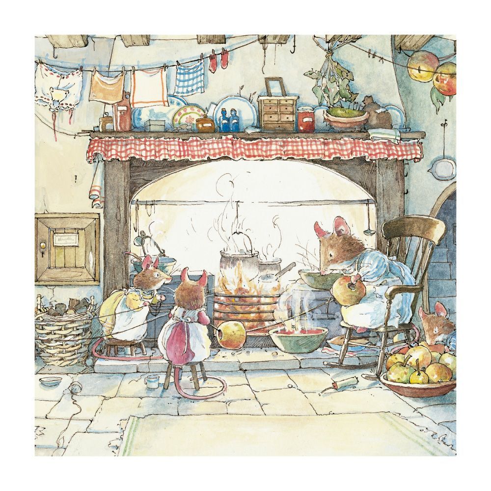 Jill Barklem Kitchen at Crabapple Cottage Art Card
