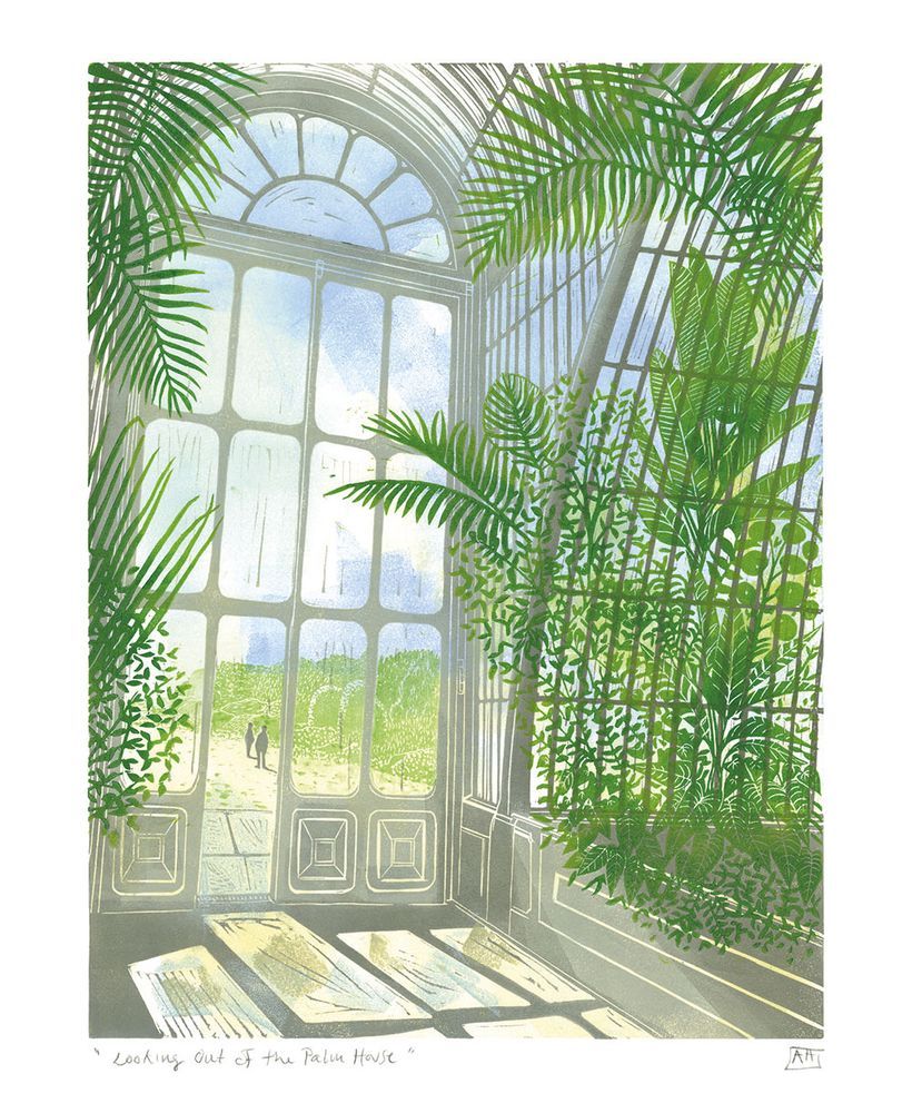 Alison Headley Looking Out of the Palm House Art Card