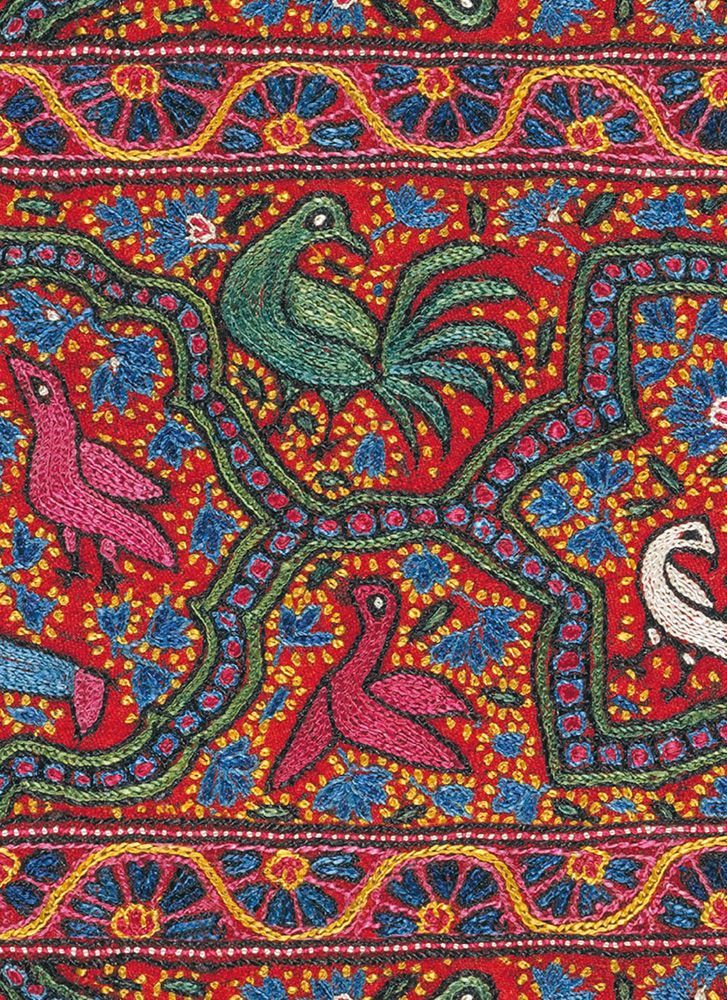 Woven Kashmir Birds Art Card