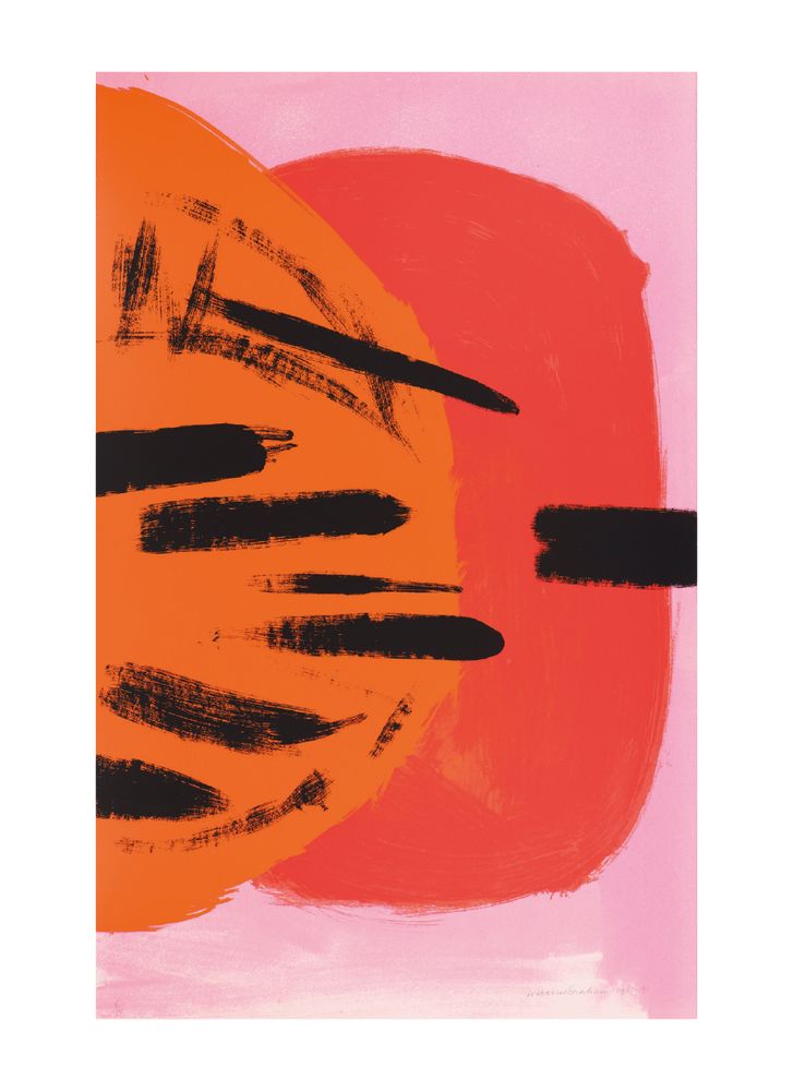 Wilhelmina Barns-Graham Orange and Red on Pink Art Card