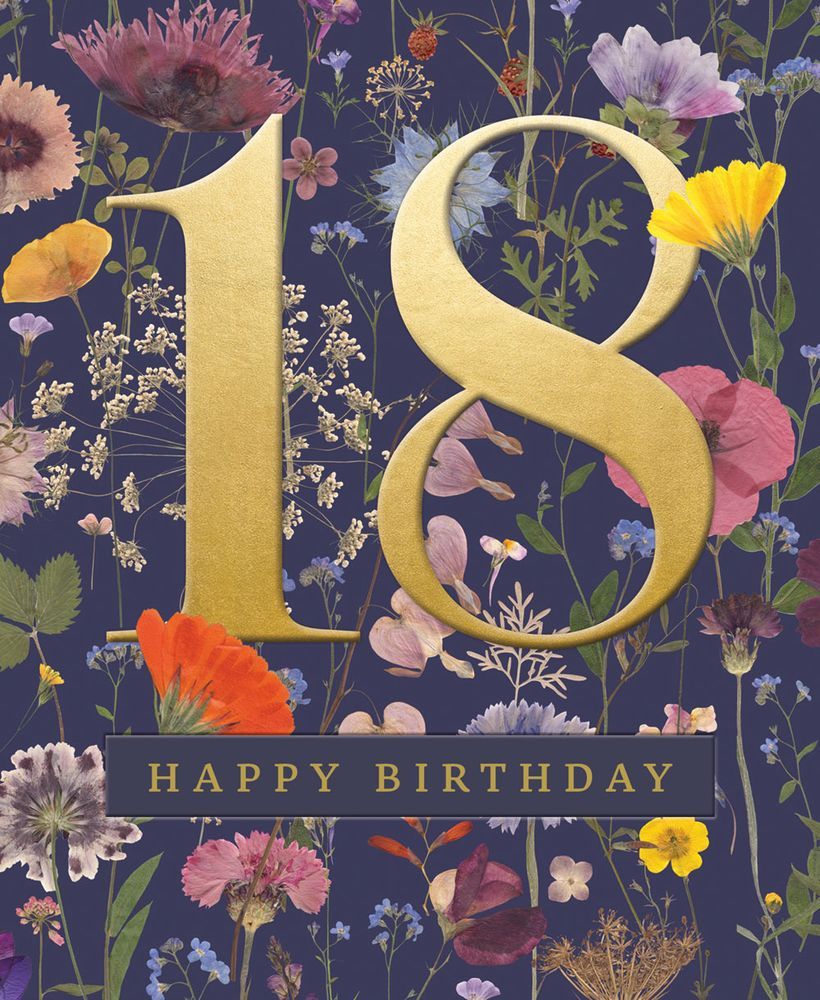 Helen Ahpornsiri Navy Wild Meadow Birthday Card