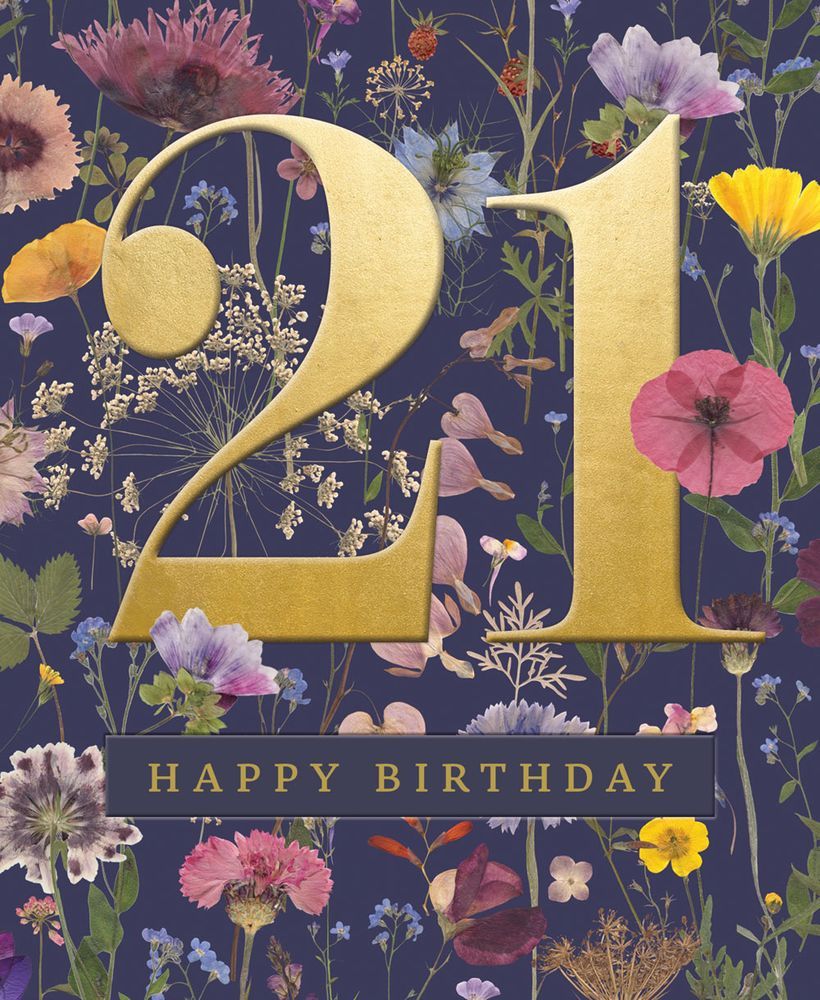 Helen Ahpornsiri Navy Wild Meadow Birthday Card
