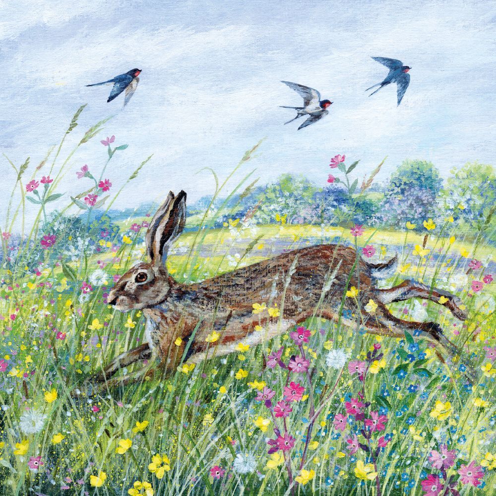 Lucy Grossmith Hare and Swallows Art Card
