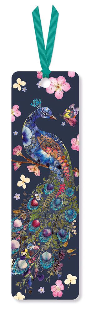 Helen Ahpornsiri Peacock and Cherry Blossoms Bookmark
