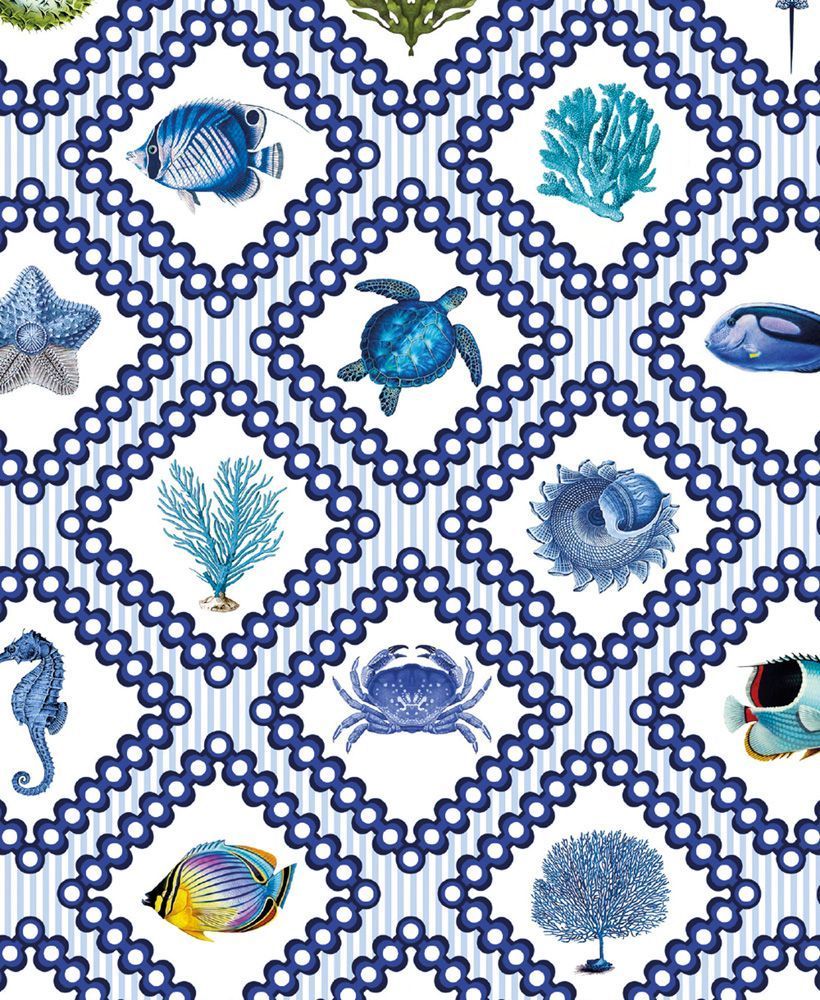 Mary Katrantzou Blue Sea Grid Art Card