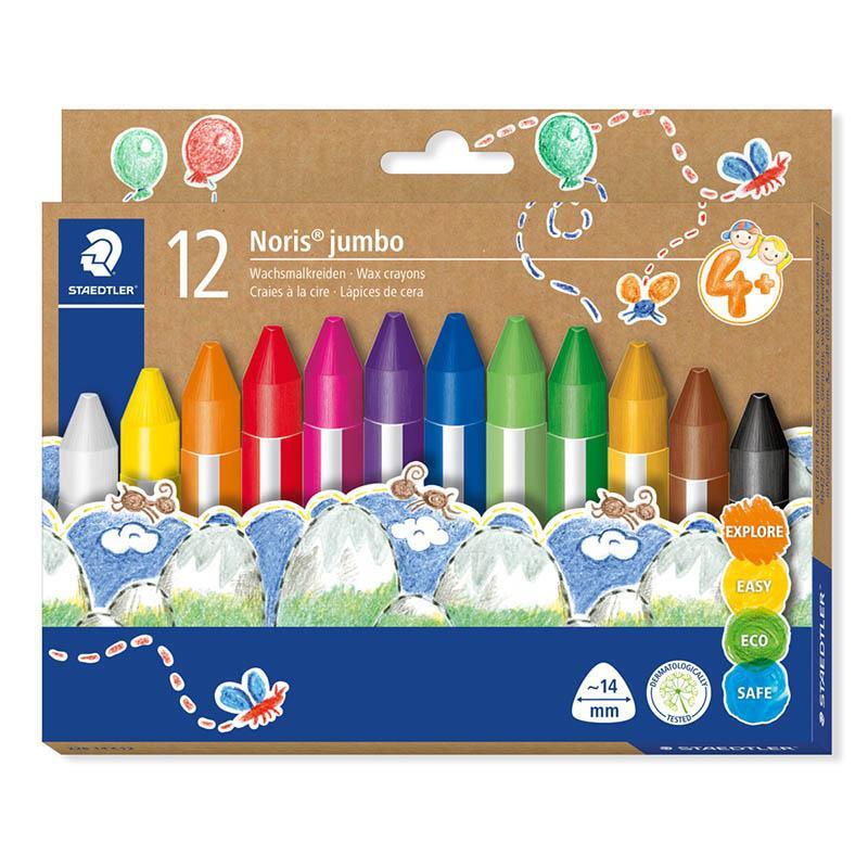 Staedtler Noris Jumbo Wax Crayons – Pack of 12 Assorted Colours