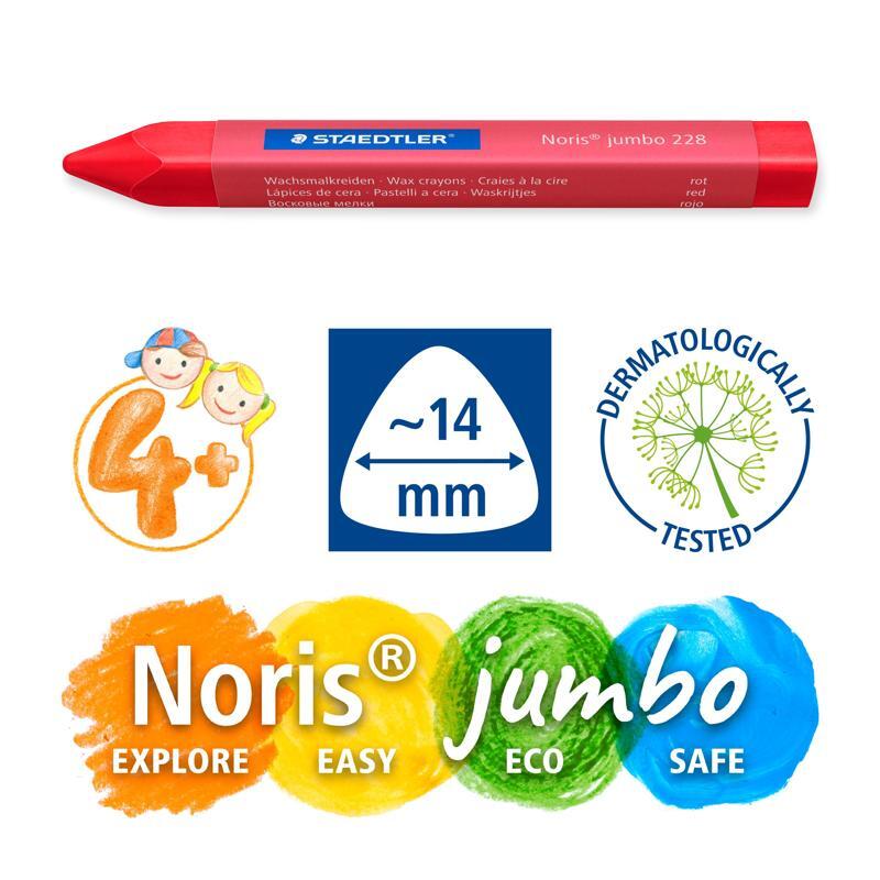 Noris Jumbo Wax Crayons – Pack of 12 Assorted Colours – image 4