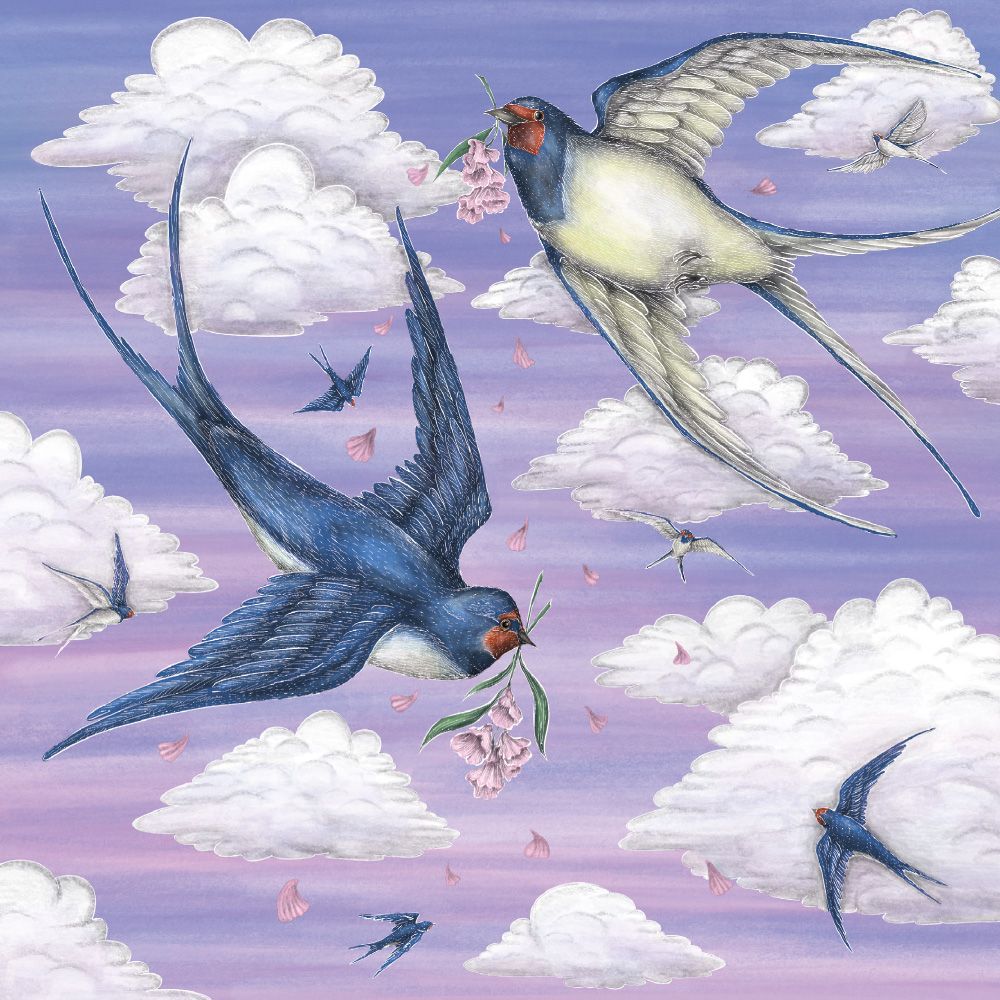 Catherine Rowe Sunset Swallows Art Card