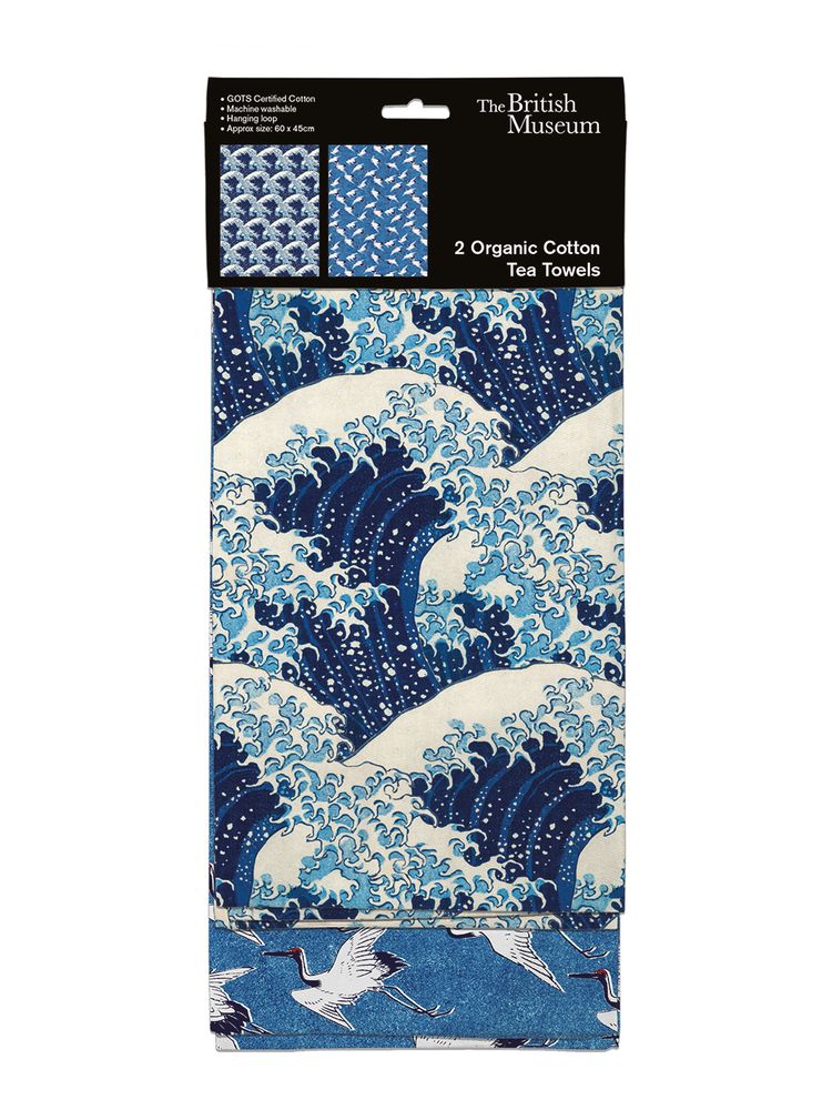 The Great Wave & Hokusai Pattern Organic Cotton Tea Towel