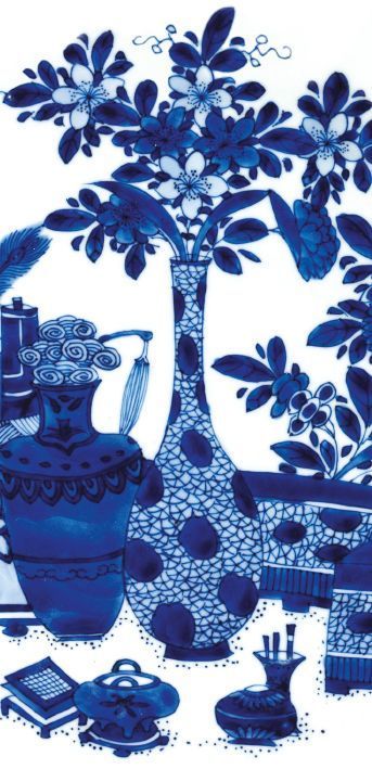 China, Qing dynasty, Kangxi period Blue and White Vases Art Card